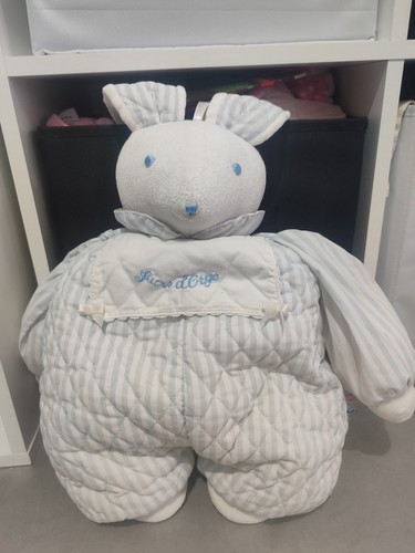Doudou lapin rayé bleu - rayé,