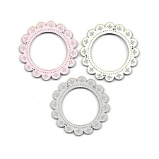 CADRE GRAVE FLEUR RONDE 72mm EMBELLISSEMENT BOIS 3D NEUF