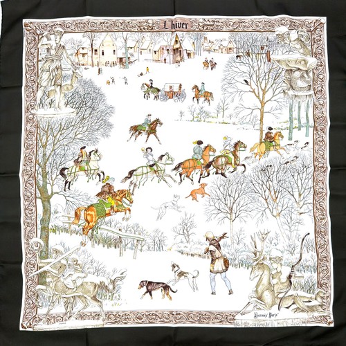 écharpe soie hermes paris - soie,