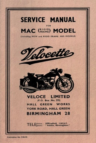 Velocette service manuel mac - manuel,