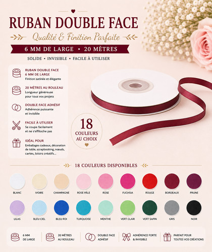 Ruban satin double face x - satin, mm