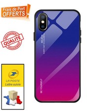 ♥ COQUE APPLE iPHONE 7 / 8 - ROSE BLEUE - EN VERRE TREMPÉ ANTICHOC - NEUVE