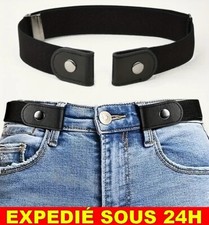 ✅ Ceinture Élastique Unisexes Noire Taille Homme Femme Sans Boucle Invisible