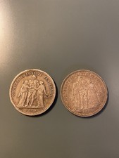 Lot  2 Pièces. 5 Francs Hercule Argent. 1873A Et  1848A.  50g. BE.