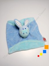 Doudou Plat/Mouchoir Âne Cheval Bleu Blanc Rayé Bandana Jaune Tex Baby Carrefour