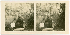 Stereo, France, Obus de 150 non éclaté Vintage stereo card - Tirage argentiq