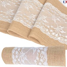 10m x 30cm Chemin de Table Toile de en Jute Dentelle, Chemin de Table en Jute