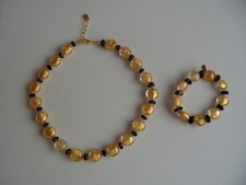 Parure Collier Bracelet Orig. Verre Muranoglas Bijoux Verre UNIKAT Fait Main