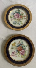 Paire D’assiettes Porcelaine De Limoges Bernardaud Decor Floral Avec Dorures