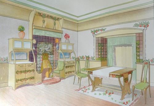 Estampe 1900 salle manger - estampe,