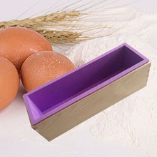  Moule en silicone pour pain de savon rectangulaire flexible avec boîte en bois