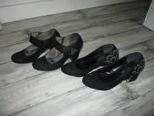 Lot de 2 paires d'escarpins noir façon daim - Pointure 36