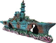 Aquarium Shipwreck Decorations Fish Tank Ornaments - Resin Material Sunken Ship