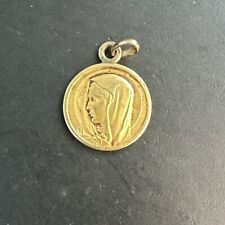 Ancien Pendentif Médaille Plaquer Or Breloque Art Déco nouveau religieuse 