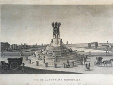 Pierre Courvoisier — Fontaine triomphale place de la Bastille — gravure — c.1830