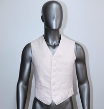French Early 20th Antique White & Red Point Cotton Tailored Vest Size M
