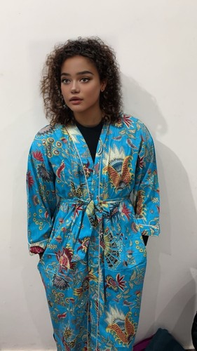 Kimono coton turquoise - kimono, en