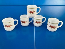 5 Tasses a Café  Expresso Arcopal Mug France Fleurs ROSE vintage 70s