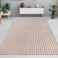 Tapis moderne Beige Gris avec structure 3D et effet brillant