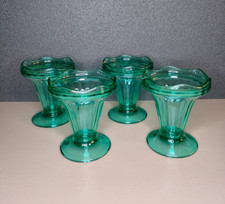 LOT DE 4 COUPES À GLACE/FRUITS EN VERRE COLORÉE EN BLEU TURQUOISE + 1 OFFERTE