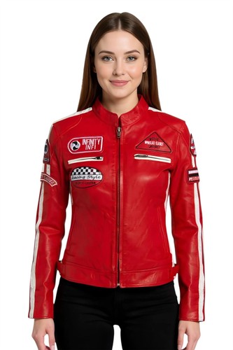 Veste femme cuir rouge de - en,