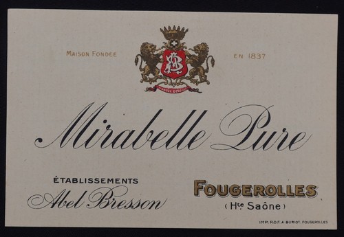 Ancienne etiquette mirabelle - ancienne,