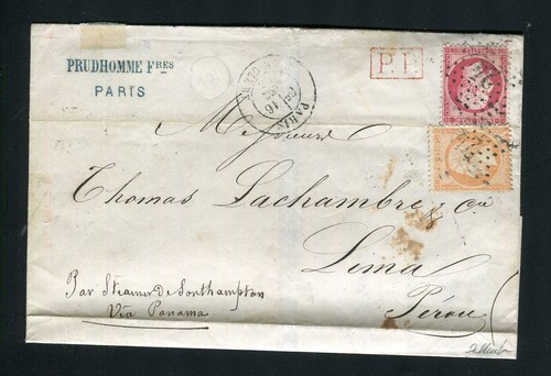 Rare lettre paris pour - pour, lima