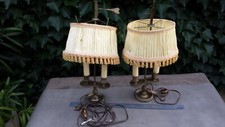 Ancienne paire de lampes bouillottes en laiton à restaurer et compléter