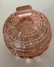 Ancien sucrier en verre Rose