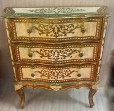 1970′ Commode Arbalète 3 Tiroirs Bois Doré Style Renaissance Italienne 