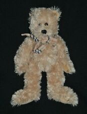 ?Peluche LOUISE MANSEN Doudou Ours Beige Brun Long Poil Echarpe 28 Cm TTBE