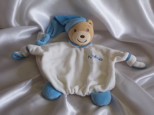 Doudou ours blanc - et, bleu