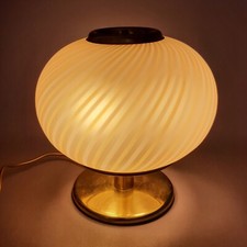 Lampe de Table Bille Verre Murano Base Laiton Design Rayé Vintage Ans ‘60