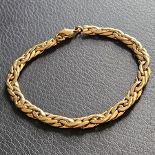 Bracelet mailles plates torsadées effet cordage plat bijou vintage plaqué or