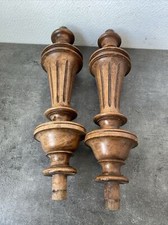 2 Anciennes Colonnes Bois Tourné Sculpté Meuble Deco Retro