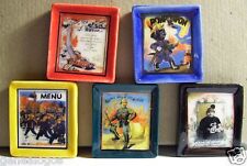 RARE lot 5 TABLEAUX THEME SAPEURS POMPIERS FEVE PORCELAINE 3D NEUF