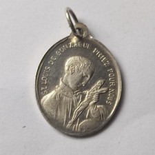 Pendentif Médaille Ange gardien XIXè St Louis De Gonzague Holy Silver Medal 19th