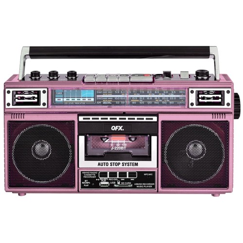 Pink boombox with cassette - pink,