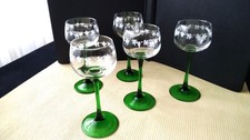 5 Verres à vin blanc d'Alsace décor sérigraphié