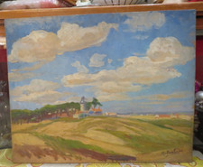 ancien tableau marguerite portier huile / bois marine la tranche sur mer  vendee