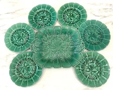 6 plates and 1 Serving Platter by Sarreguemines in Majolica c.1920/1950