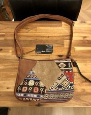Sac à Main en Bandoulière cuir Femme avec Tapisserie Marron - Neuf - Vintage