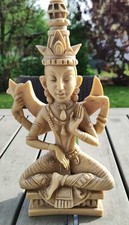 Sculpture artisanale hindoue Shiva, en prière. A, Santini/Poudre marbre. 28,5 cm