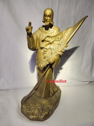 Statue bronze sacré coeur - bronze,