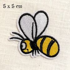 Applique Écusson Patch brodé thermocollant - GUÊPE ABEILLE INSECTE jaune 5x5cm