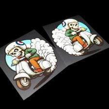 Mods Skull Motard Lambretta Vespa Scooter Réflecteur Graphique x2 Petit