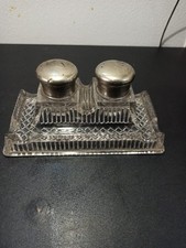 Ancien double encrier en verre