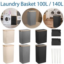 Panier À Linge Pliant 100L 140L Bac À Laver Organisateur Avec Couvercle