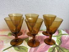 6 Anciens Verre A Pied Orange Verre Ambre Aperitif Deco Table 