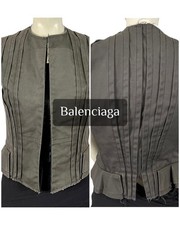 Veste Sans Manches En Toile Balenciaga Vintage Annees 2000 Taille 36